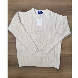 Aelfric Eden Women' Oversized Fisherman Cable Knit Sweater Cream Size XL New
